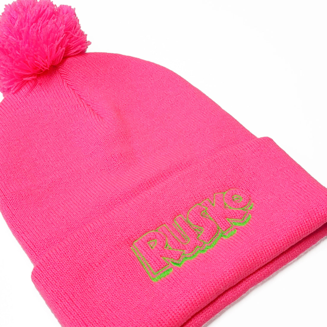 Rusko - Neon Pink Custom Knit Pom Pom Beanie