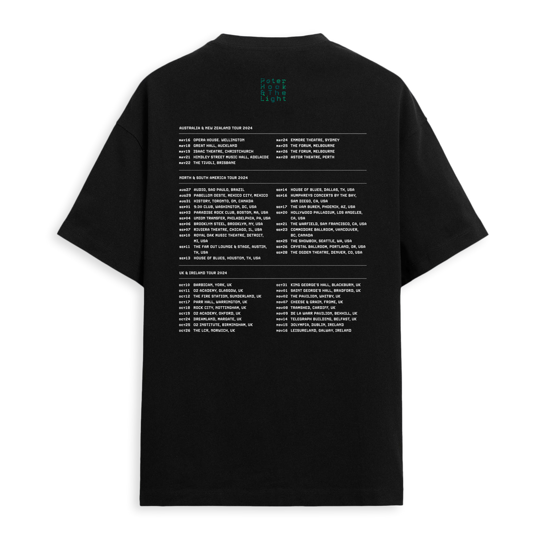 SIGNED - Peter Hook & The Light - 2024 Tour Tee - Black