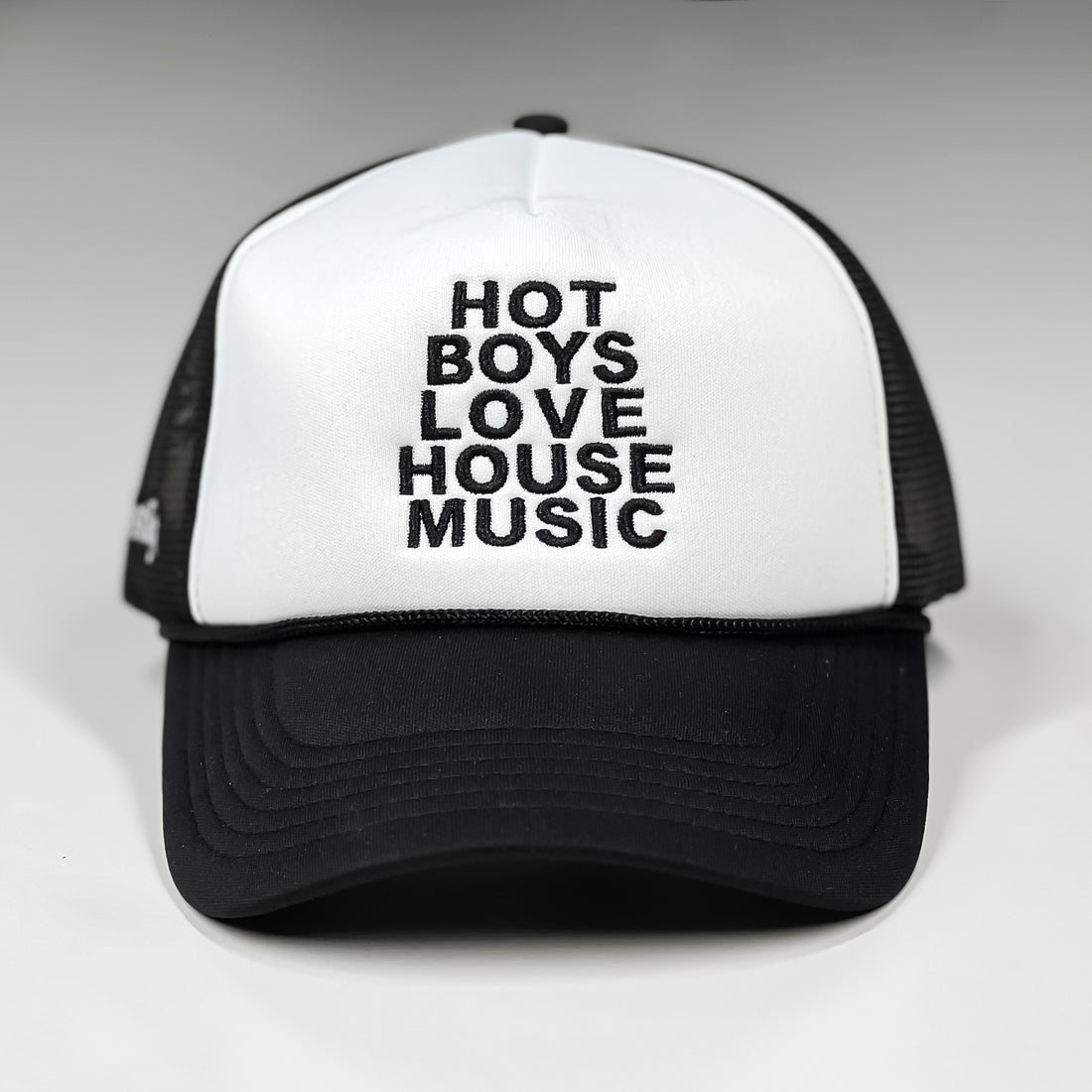 Nostalgix - Hot Boys Love House Music - Black & White Trucker Hat