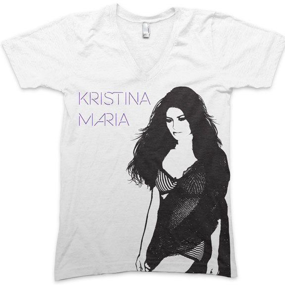 KRISTINA MARIA -Tell The World- Unisex V-Neck Tee - White