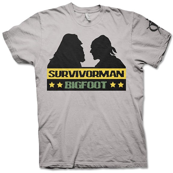 Survivorman Bigfoot - Head 2 Head Silver T-Shirt