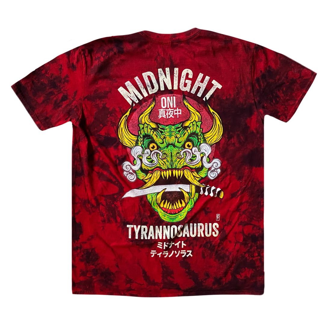 Midnight Tyrannosaurus - Onisaurus - Red Tie Dye Tee (Full Color)