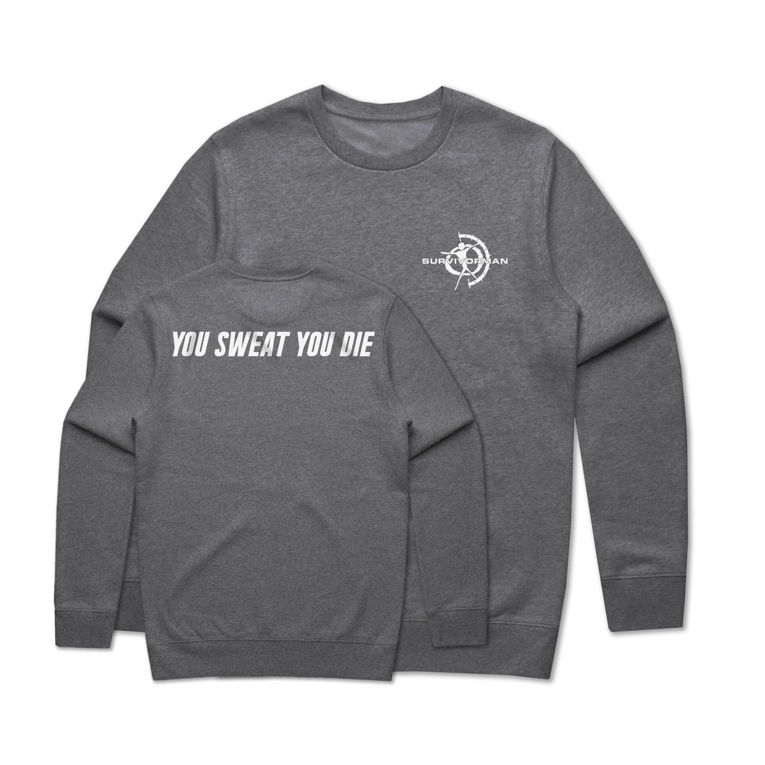 Survivorman - You Sweat You Die - Crew Sweatshirt - Heather Charcoal