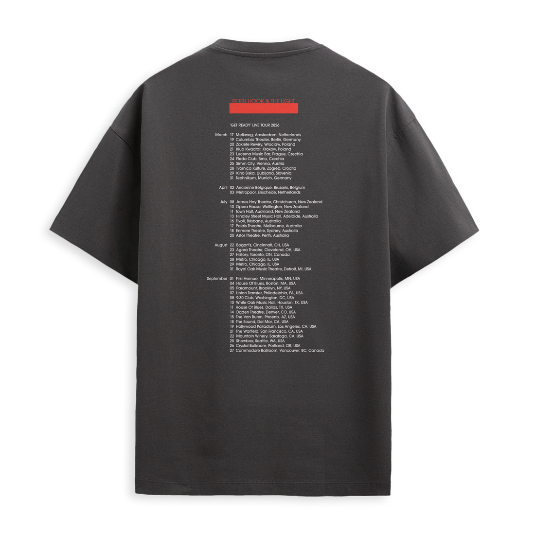Peter Hook & The Light - Get Ready Tee 2026 - SIGNED