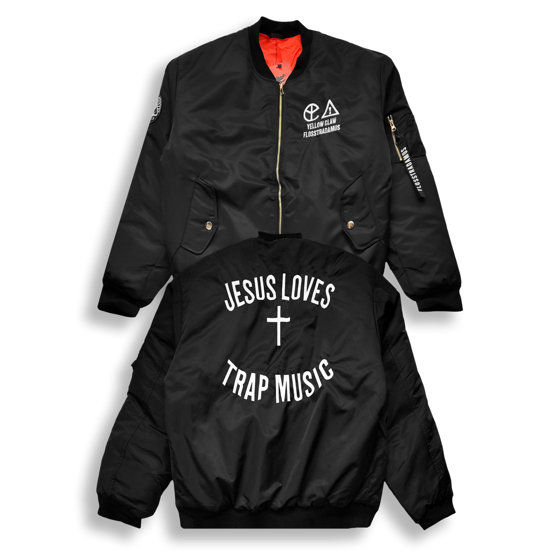 Yellow Claw x Flosstradamus - Bomber Jacket – KT8 Merch Co Yellow Claw x Flosstradamus - Bomber Jacket – KT8 Merch Co