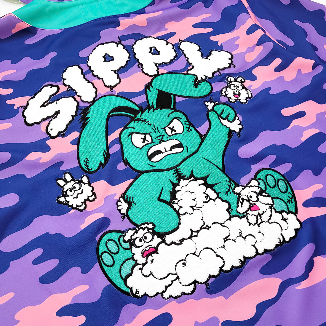 Sippy - Fluffy Bunny Hooded Baseball Jersey