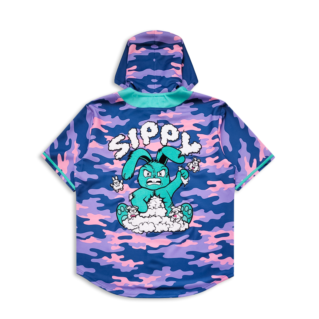 Sippy - Fluffy Bunny Hooded Baseball Jersey