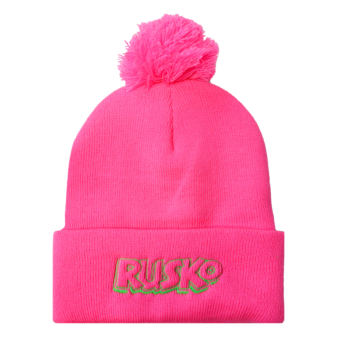 Rusko - Neon Pink Custom Knit Pom Pom Beanie