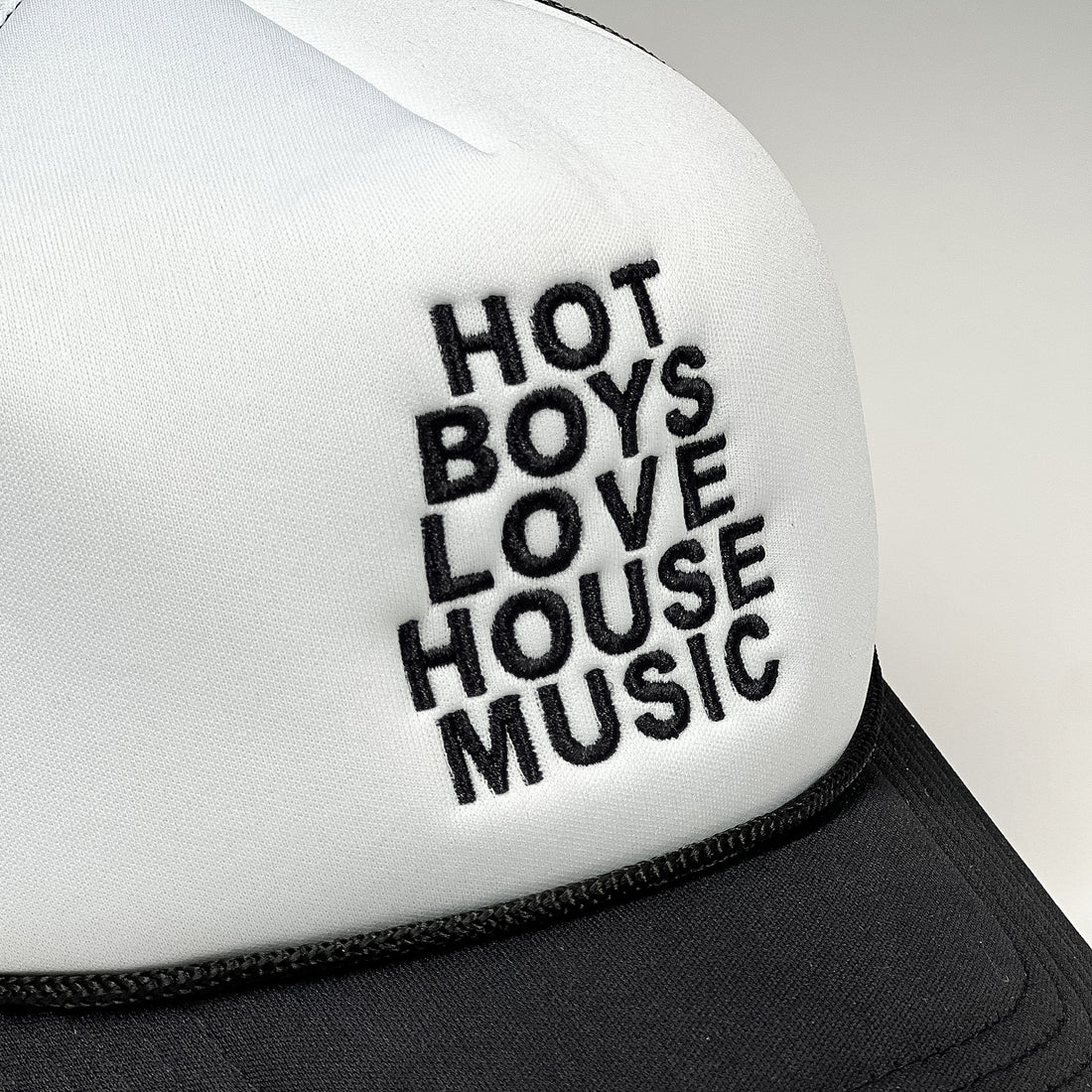 PRE ORDER - Nostalgix - Hot Boys Love House Music - Black & White Trucker Hat