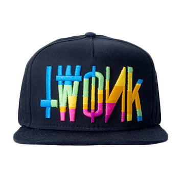 TWONK - 3D Logo Tie Dye Snapback Hat - Black