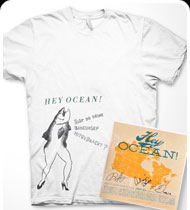 HEY OCEAN -Reverse Mermaid Tee/Autographed 2012 Tour Poster Bundle- White