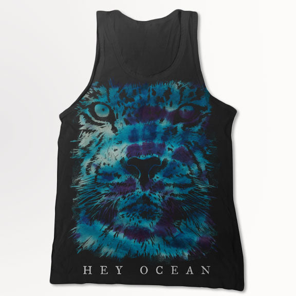 HEY OCEAN -Tie Dye Lion- Tank Top - Black