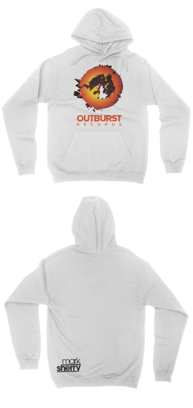 Mark Sherry - Outburst Records - White Unisex Pullover Hoodie