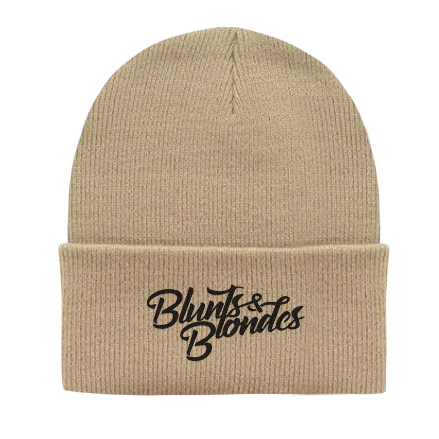 Blunts and Blondes - Logo - Long Knit Beanie - Khaki
