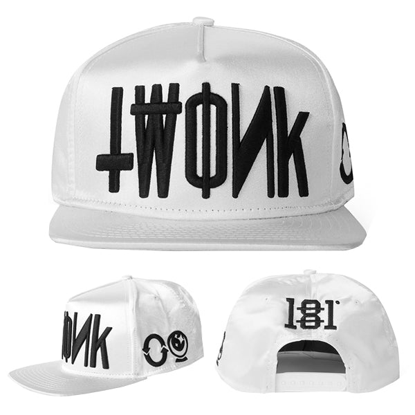 TWONK - 3D Logo Satin Snapback Hat - White