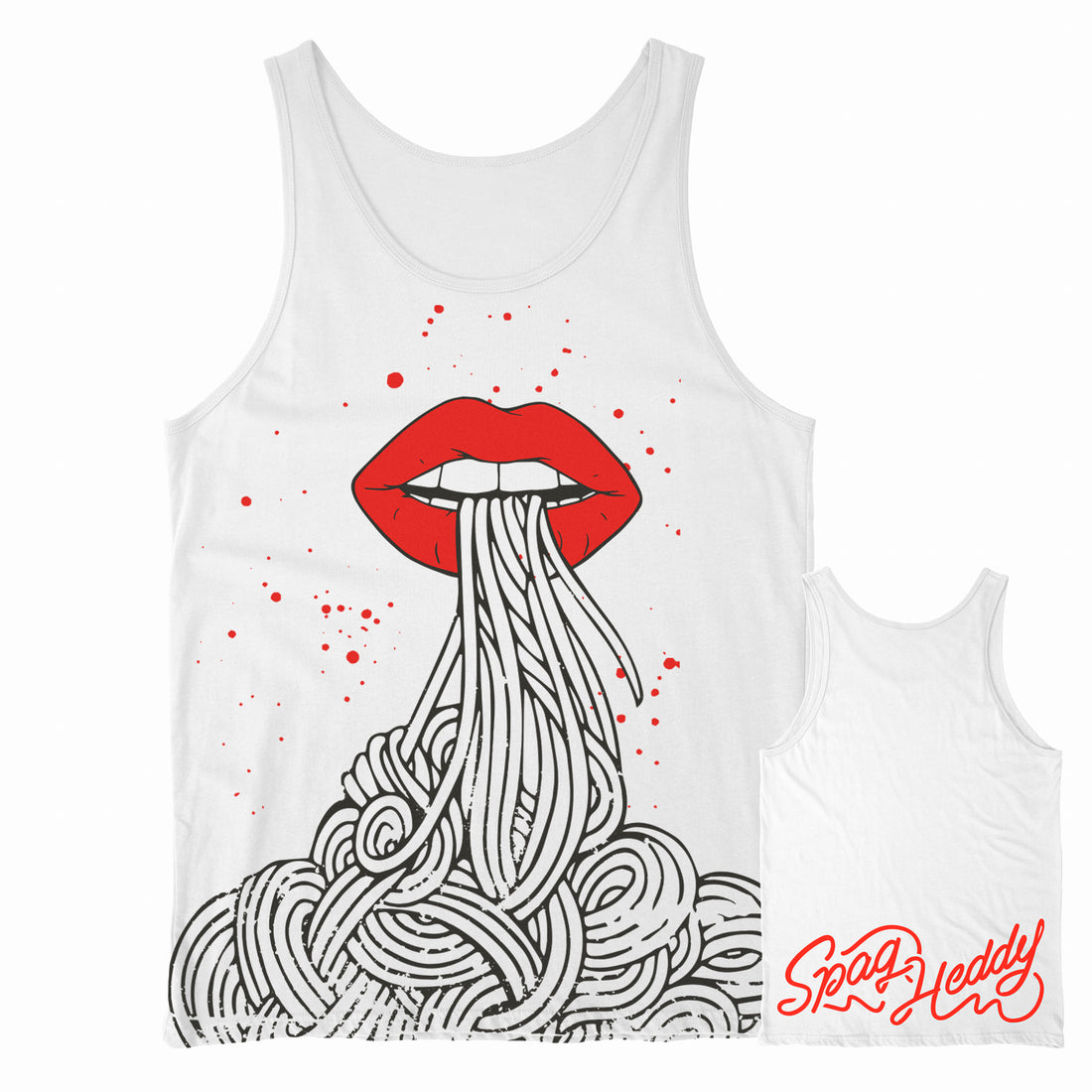 Spag Heddy - Saucy Lips - White Tank Top